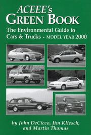 Cover of: Aceee's Green Book: The Environmental Guide to Cars and Trucks : Model Year 2000 (Aceees Green Book the Environmental Guide to Cars and Trucks, 2000)