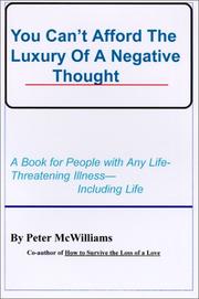 Cover of: You Can't Afford the Luxury of a Negative Thought