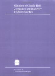 Cover of: Valuation of closely held companies and inactively traded securities | 