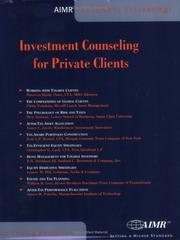Cover of: Investment Counseling for Private Clients by Maureen Busby Oster, Philip Penaloza, Meir Statman, Nancy L. Jacob, Jean L.P. Brunel, Christopher G. Luck, R.B. Davidson III, Joanne M. Hill, William R. Levy, James M. Poterba