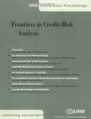 Cover of: Frontiers in Credit-Risk Analysis