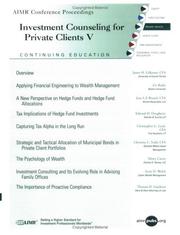 Cover of: Investment Counseling for Private Clients V by Zvi Bodie, Jean L.P. Brunel, Edward H. Dougherty, Christopher G. Luck, Christine L. Todd, Marty Carter, Scott D. Welch, Thomas D. Giachetti, James H. Gilkeson