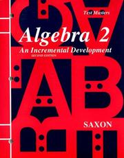 Cover of: Algebra 2 Test Master by John Saxon