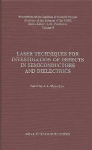Cover of: Laser techniques for investigation of defects semiconductors and dielectrics
