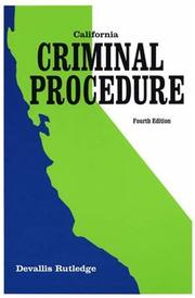 Cover of: California Criminal Procedure by Devallis Rutledge