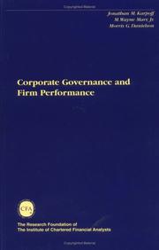 Cover of: Corporate governance and firm performance