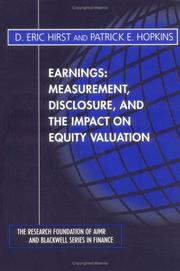Cover of: Earnings: Measurement, Disclosure, and the Impact on Equity Valuation