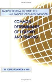 Cover of: Common Determinants of Liquidity and Trading