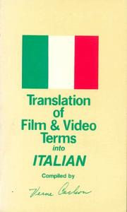 Cover of: Translation of film/video terms into Italian =: Traduzione dei film/video termini all'italiano