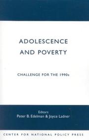 Cover of: Adolescence and Poverty by Peter B. Edelman