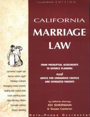 Cover of: California Marriage Law