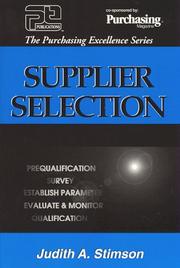 Cover of: Supplier selection