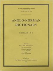 Cover of: Anglo-Norman Dictionary, Fascicle 6: R-S (Publications of the Modern Humanities Research Association Vol 8)