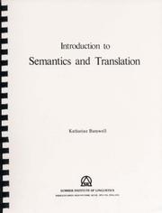 Cover of: Introduction to Semantics and Translation