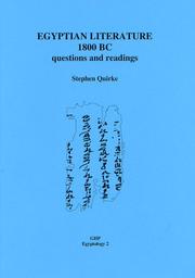 Cover of: Egyptian Literature 1800 BC by Stephen Quirke