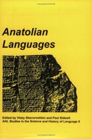 Cover of: Anatolian languages by [edited by Vitaly Shevoroshkin and Paul Sidwell].