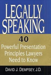 Cover of: Legally Speaking by David J. Dempsey