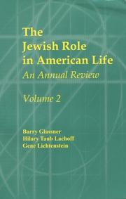 Cover of: The Jewish Role in American Life: An Annual Review