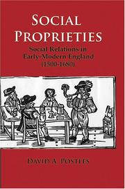 Cover of: Social Proprieties: Social Relations in Early-Modern England (1500-1680)