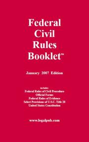 Cover of: Federal Civil Rules Booklet