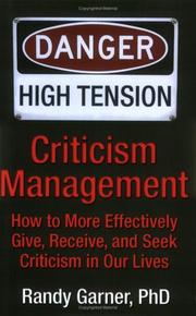 Cover of: Criticism Management by Randy Garner