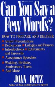 Cover of: Can you say a few words?