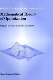 Cover of: Mathematical Theory of Optimization (Nonconvex Optimization and Its Applications)