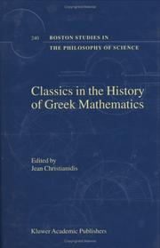 Cover of: Classics in the History of Greek Mathematics (Boston Studies in the Philosophy of Science)