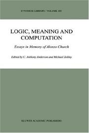 Cover of: Logic, Meaning and Computation : Essays in Memory of Alonzo Church (Synthese Library, 305) (Synthese Library)
