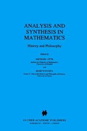 Cover of: Analysis and Synthesis in Mathematics: History and Philosophy (Boston Studies in the Philosophy of Science)