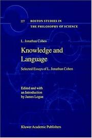 Cover of: Knowledge and language: selected essays of L. Jonathan Cohen