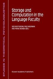 Cover of: Storage and Computation in the Language Faculty (Studies in Theoretical Psycholinguistics)