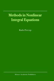 Cover of: Methods in Nonlinear Integral Equations