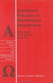 Cover of: Algorithmic Principles of Mathematical Programming (Texts in the Mathematical Sciences)