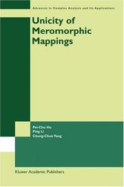 Cover of: Unicity of Meromorphic Mappings (Advances in Complex Analysis and Its Applications)