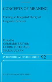 Cover of: Concepts of Meaning: Framing an Integrated Theory of Linguistic Behavior (Philosophical Studies Series)