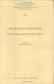Cover of: The Return of Scepticism: From Hobbes and Descartes to Bayle (International Archives of the History of Ideas / Archives internationales d'histoire des idées)