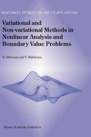 Cover of: Variational and Non-Variational Methods in Nonlinear Analysis and Boundary Value Problems (Nonconvex Optimization and Its Applications) by D. Motreanu, V. Radulescu