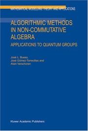 Cover of: Algorithmic Methods in Non-Commutative Algebra: Applications to Quantum Groups (Mathematical Modelling: Theory and Applications)