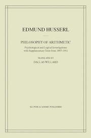Cover of: Philosophy of Arithmetic by Edmund Husserl