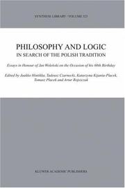 Cover of: Philosophy and Logic In Search of the Polish Tradition by 