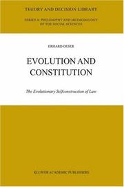 Cover of: Evolution and constitution: the evolutionary selfconstruction [i.e. self-construction] of law