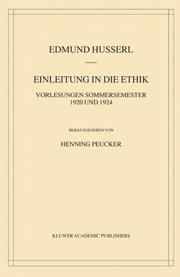 Cover of: Einleitung in die Ethik: Vorlesungen Sommersemester 1920/1924