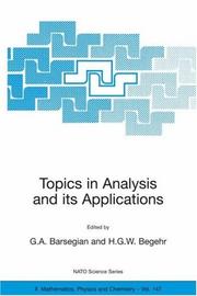 Cover of: Topics in Analysis and its Applications (NATO Science Series II: Mathematics, Physics and Chemistry)