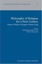 Cover of: Philosophy of Religion for a New Century: Essays in Honor of Eugene Thomas Long (Studies in Philosophy and Religion)