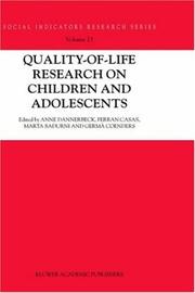 Cover of: Quality-of-life research on children and adolescents