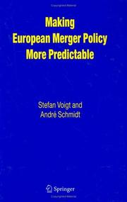 Cover of: Making European Merger Policy More Predictable