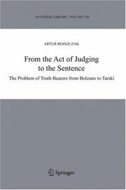 Cover of: From the Act of Judging to the Sentence by Artur Rojszczak