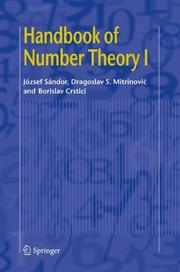 Cover of: Handbook of Number Theory I by József Sándor, Dragoslav S. Mitrinovic, Borislav Crstici