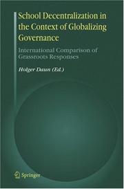 Cover of: School Decentralization in the Context of Globalizing Governance: International Comparison of Grassroots Responses